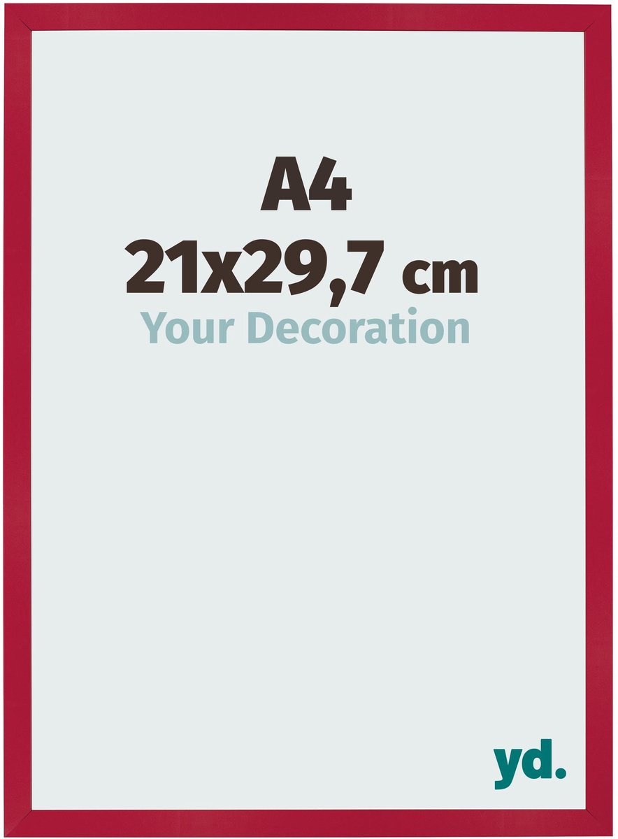 Your Decoration - Fotolijst A4 21x 29,7 cm - MDF - Rood - Bologna