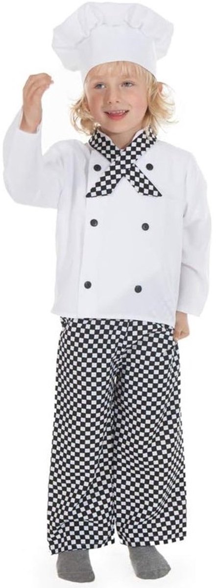 Kinder Koks Kostuum Wit - 3-delige Chef Verkleedkleding voor Jongens en Meisjes (5-7 jaar)