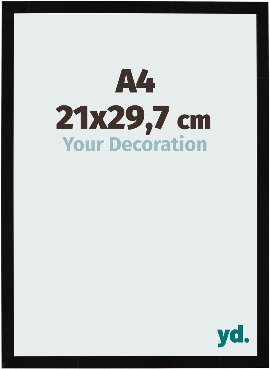 Your Decoration - Fotolijst A4 21x 29,7 cm - MDF - Zwart Hoogglans - Bologna