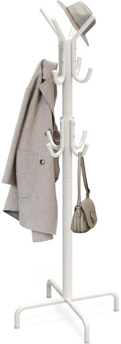 Staande Jas en Hoed Hanger Organizer - Wit, Multi-Functioneel