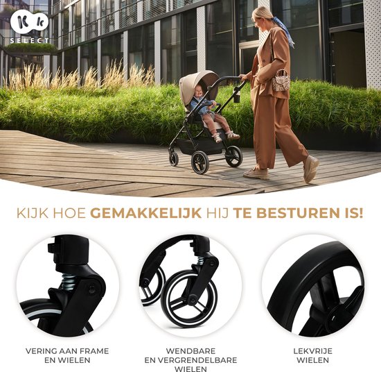 Kinderkraft YOXI 3-in-1 Kinderwagen - Van Geboorte tot 22 kg - Reiswieg, Wandelzitje & MINK PRO i-Size Autostoel - Zwart van Merkloos — afbeelding 3