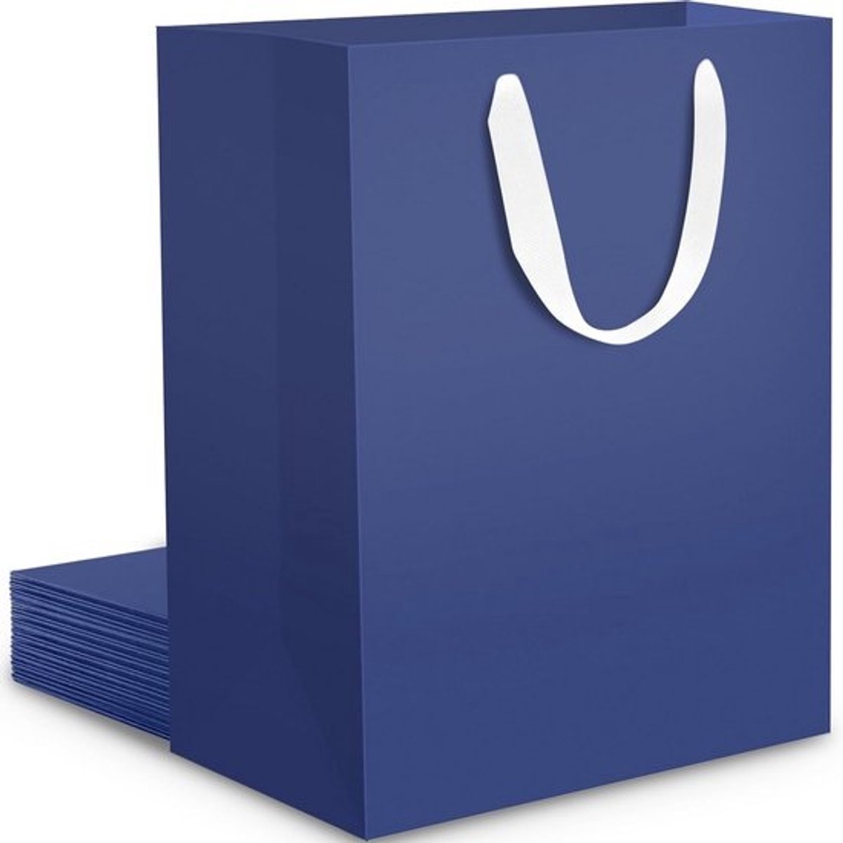 Premium Blauwe Geschenktas - 10 Stuks Donkerblauwe Kraftzakken 20x10x28 cm - Luxe Papieren Tassen voor Cadeaus