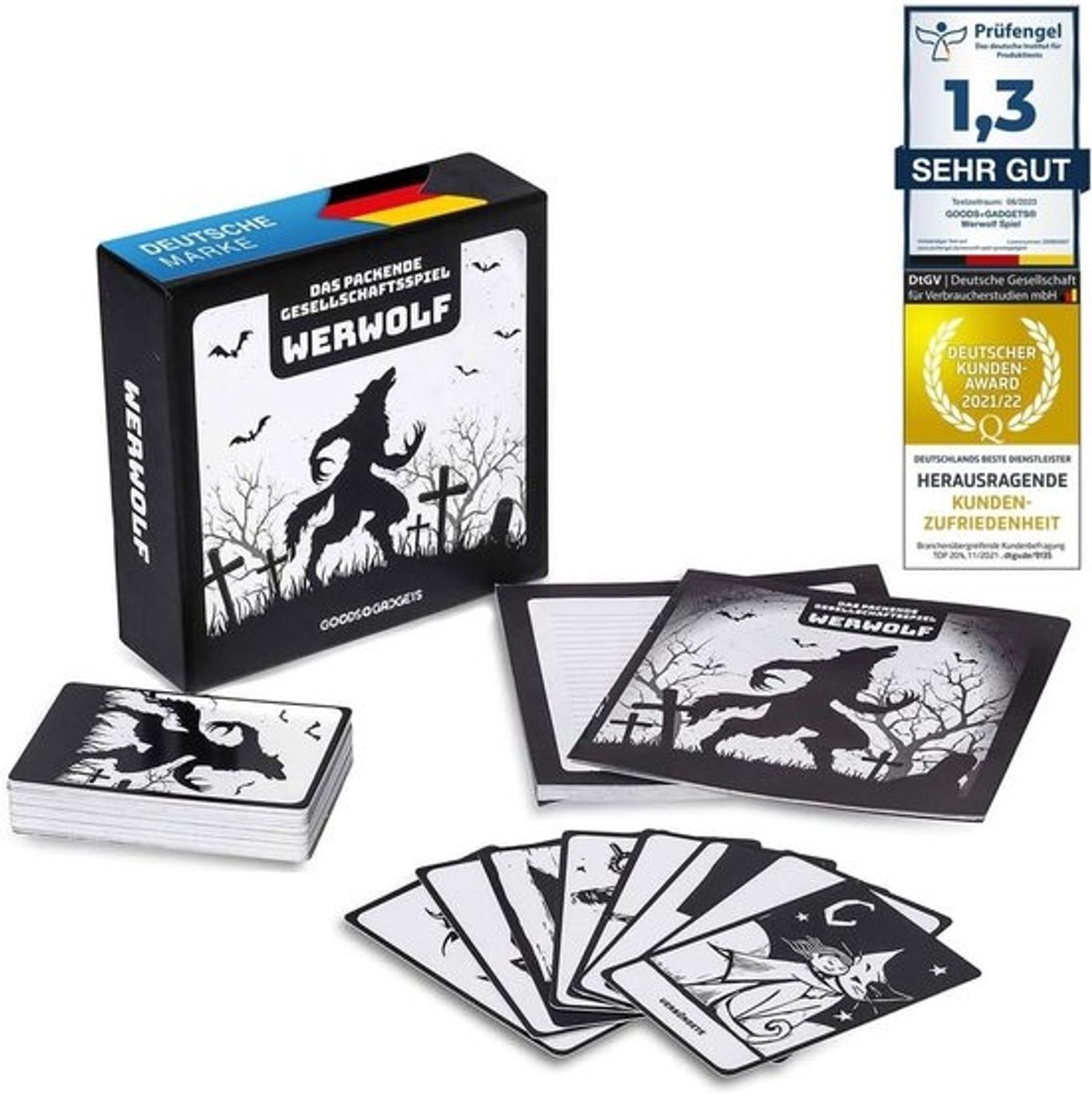 Originele Werwolf Kaartspel Deluxe - Spanning en Bluffen voor Groepen van 8 tot 24 Spelers - 45 Kaarten en 30 Rollen!