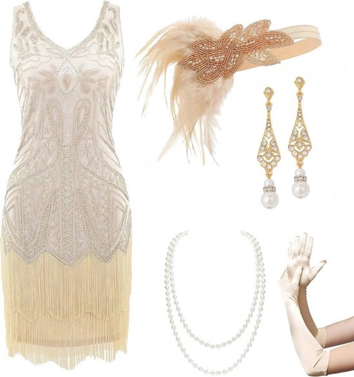 V-hals Flapper-jurk voor dames - Cocktailjurk in vintage stijl
