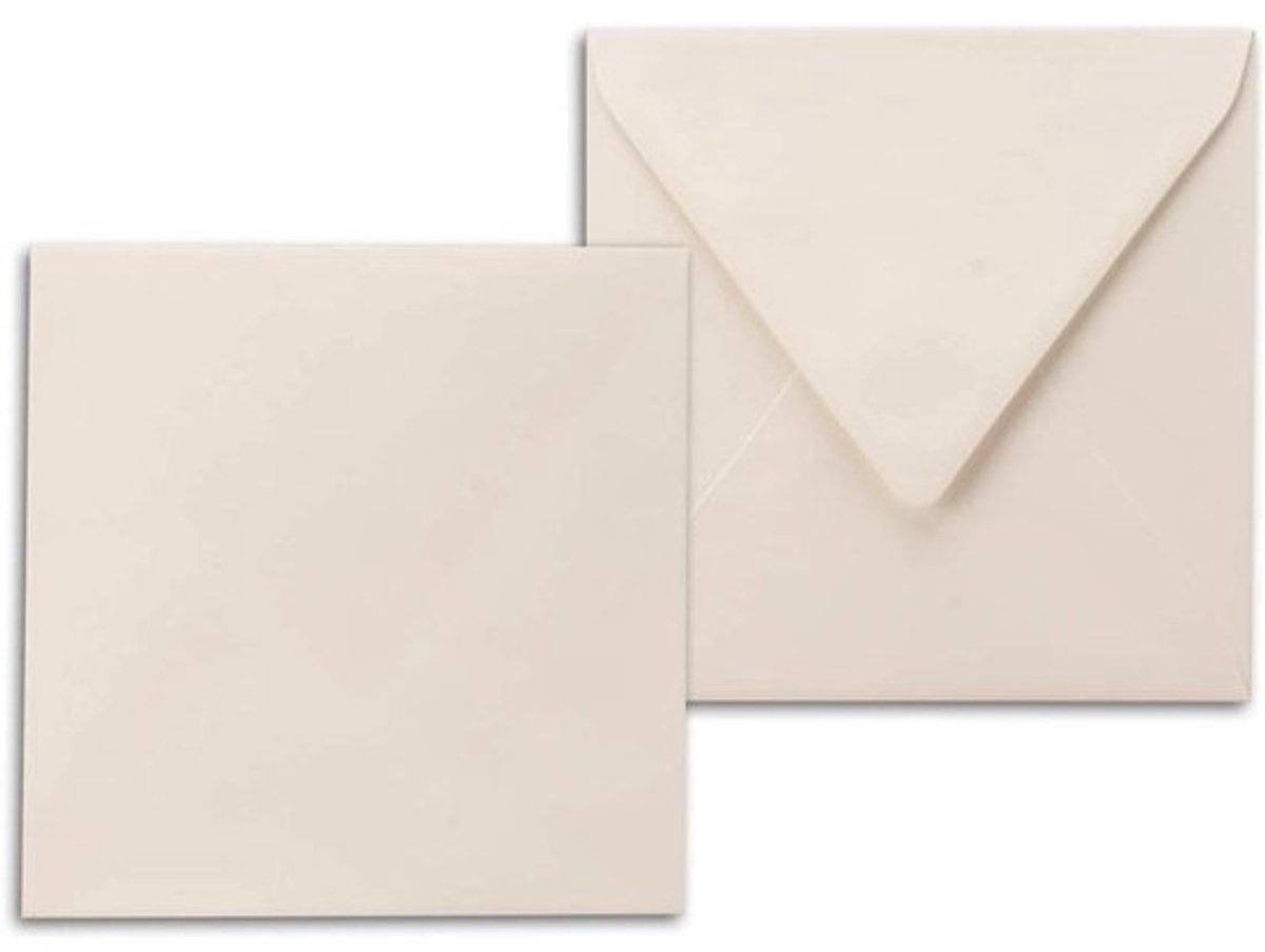Vierkante Enveloppen - Wenskaarten Enveloppen - Uitnodigingen Versturen - 100 g/m² Stevig Papier - 15 x 15 cm - Natuurwit