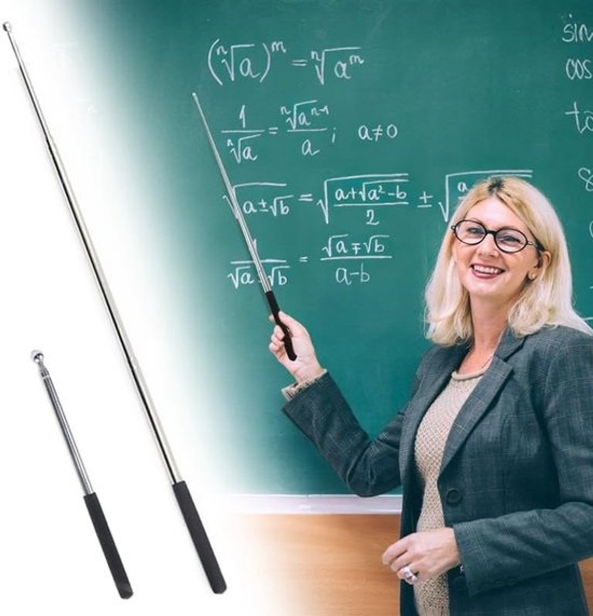 Set van 2 Uitschuifbare Demonstratie Aanwijsstokken voor Klaslokaal en Presentaties