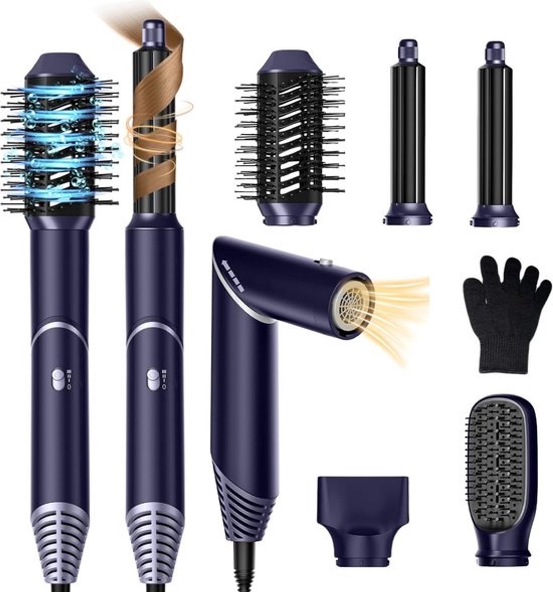 Multifunctionele 5-in-1 Luchtstyler met Föhnborstel en Krultang Accessoires