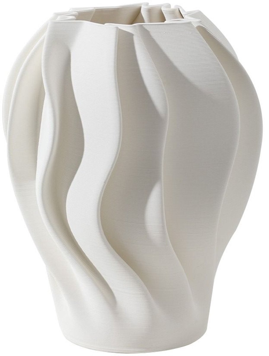 Fugurato Mia Vaas Wit - Keramiek met Golvend 3D-Reliëf - Ø20 x H29 cm