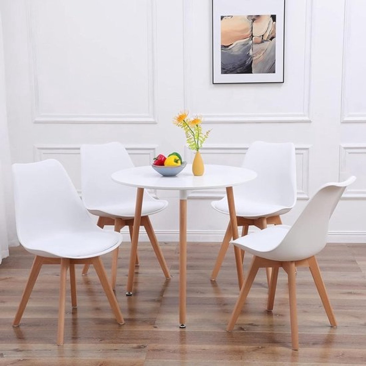 Eettafelset 4 stoelen - Eetkamerset Keukentafel set - Gezellig Tafelen - Scandinavisch Design - 80 x 80 x 72 cm