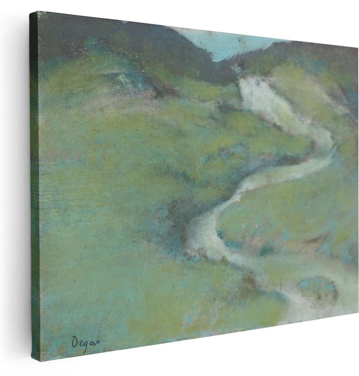 Artaza Canvas Schilderij Natuur Degas - 160x120 cm - Groot - Wanddecoratie Landschap - Muurdecoratie Rivier - Kamer Accessoires Groen