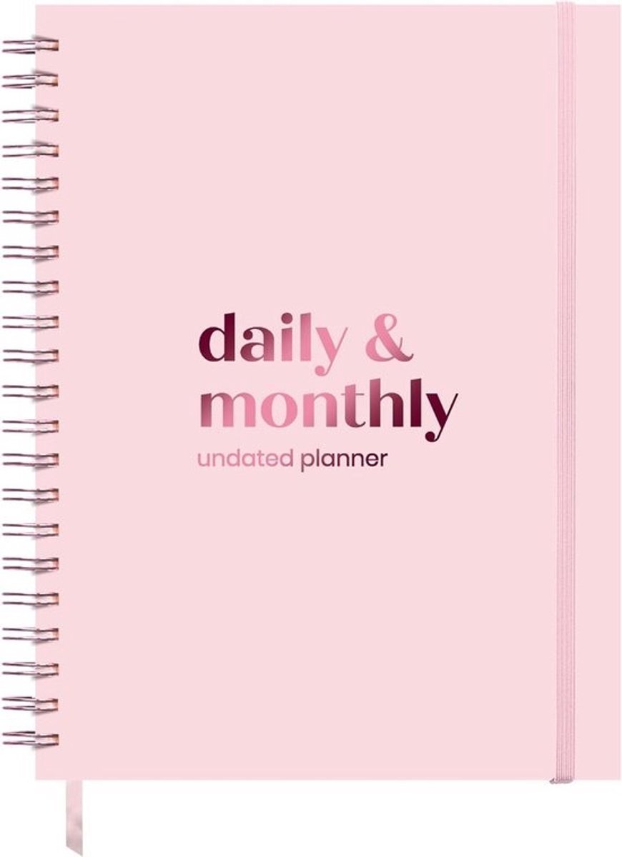 Ongedateerde planner A4 met uurschema - 30 minuten tijdsblokken, hardcover spiraal, 6 maanden doelenplanner, maandkalender en takenlijst