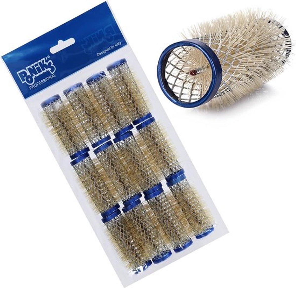 Set van 12 Metalen Krulspelden met Borstels - 21 mm Diameter voor Professionele Krullen