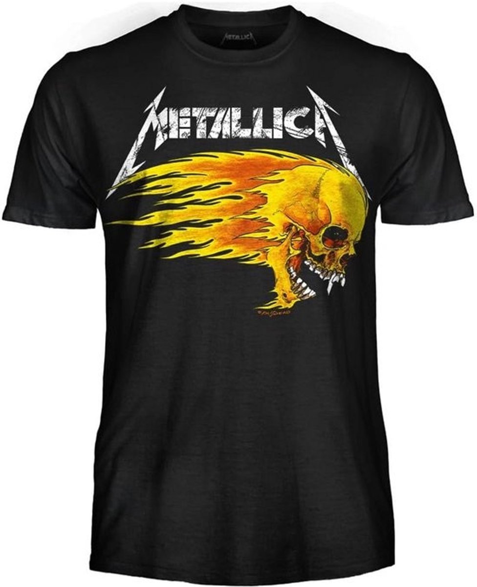 Heavy Metal Band T-shirt 'Flaming Skull' Uniseks voor Volwassenen en Jongens - Officiële Band Merch