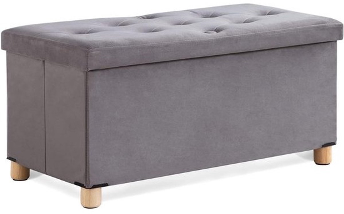 Opvouwbaar Voetenbankje met Opbergruimte - Multifunctionele Zitbank 76 x 38 x 38 cm - Grijs