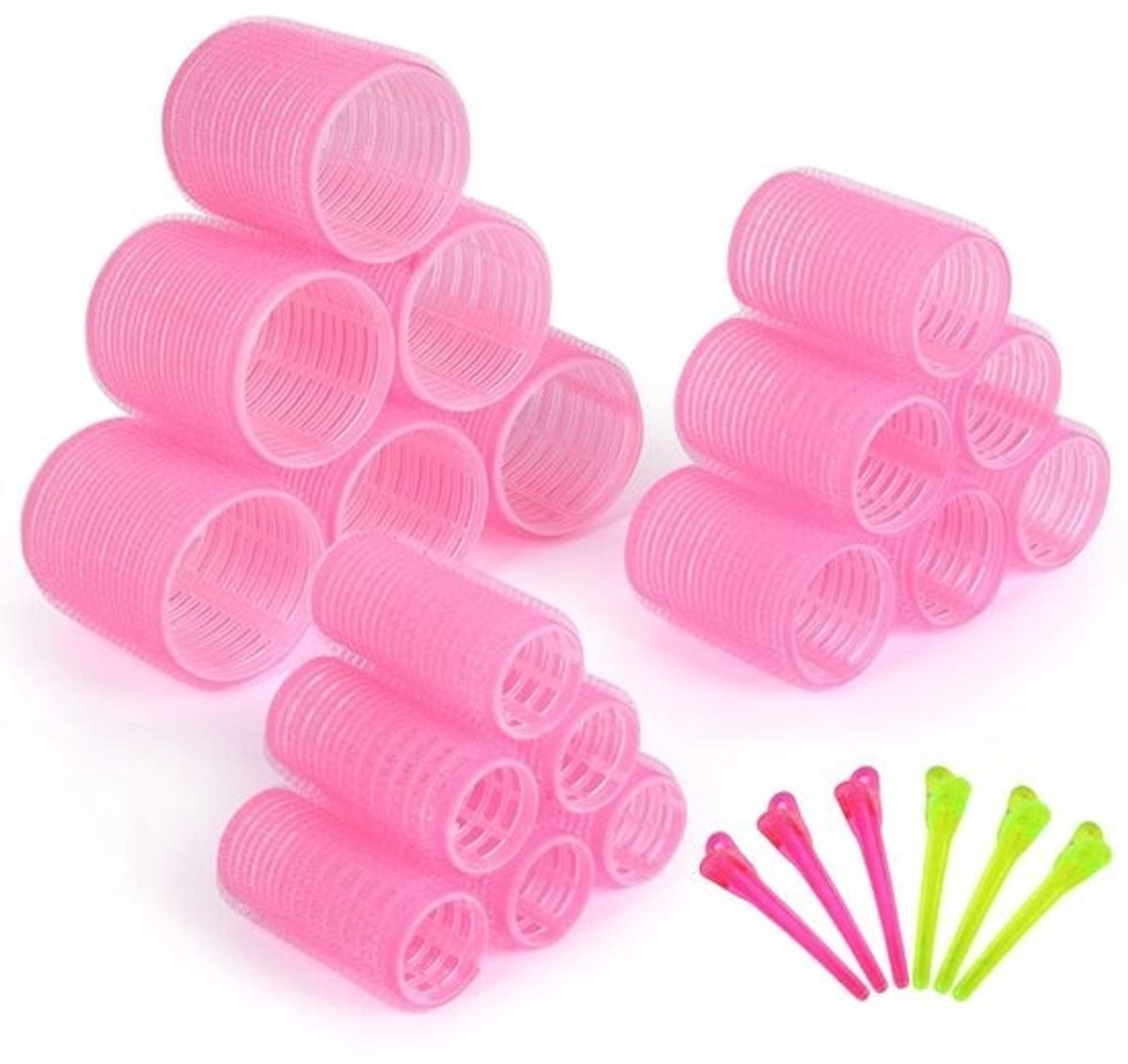 Dailygoods - URAQT Haarrollers, 18-delige Haarkrulspelden-stylingkit met 16-delige Haarspelden, Grote Medium Kleine Zelf-griprollers voor Lang en Kort Haar, Geen Hitteschade DIY-haarstylingtools (25 mm, 36 mm, 48 mm)