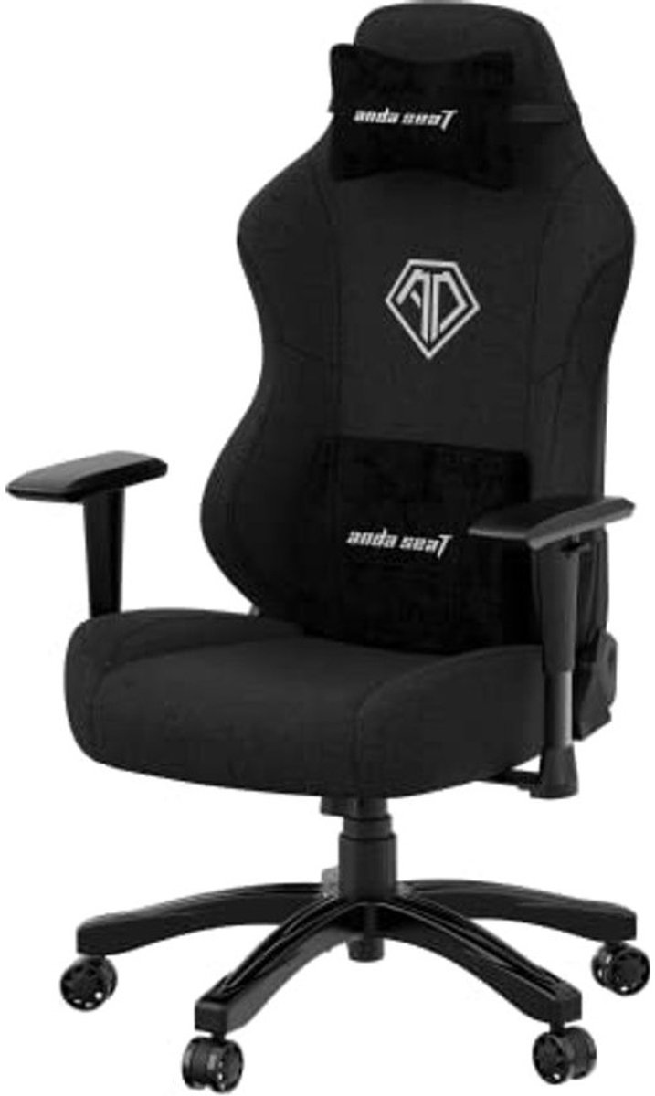 Ergonomische Gamingstoel met Lendensteun en Hoofdkussen - Zwart Stof