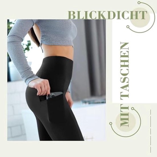 Hoge Taille Sportlegging voor Dames - 2 Stuks - Zwart/Grijs - Ideaal voor Gym en Yoga van hoge — afbeelding 3