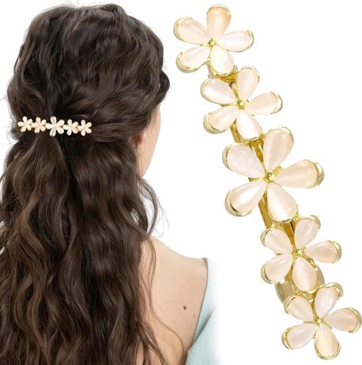 Bloem Haarclips - Opaal Speldjes - Haar Stylen - Elegant Design - 67 cm - Goud