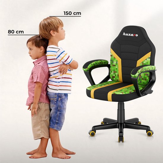 Kinder Gamingstoel - Comfortabele Stoel - Spelcomputer Gebruik - Ademend Mesh Materiaal - 94 cm Hoog - Pixel-mesh van kinder — afbeelding 4
