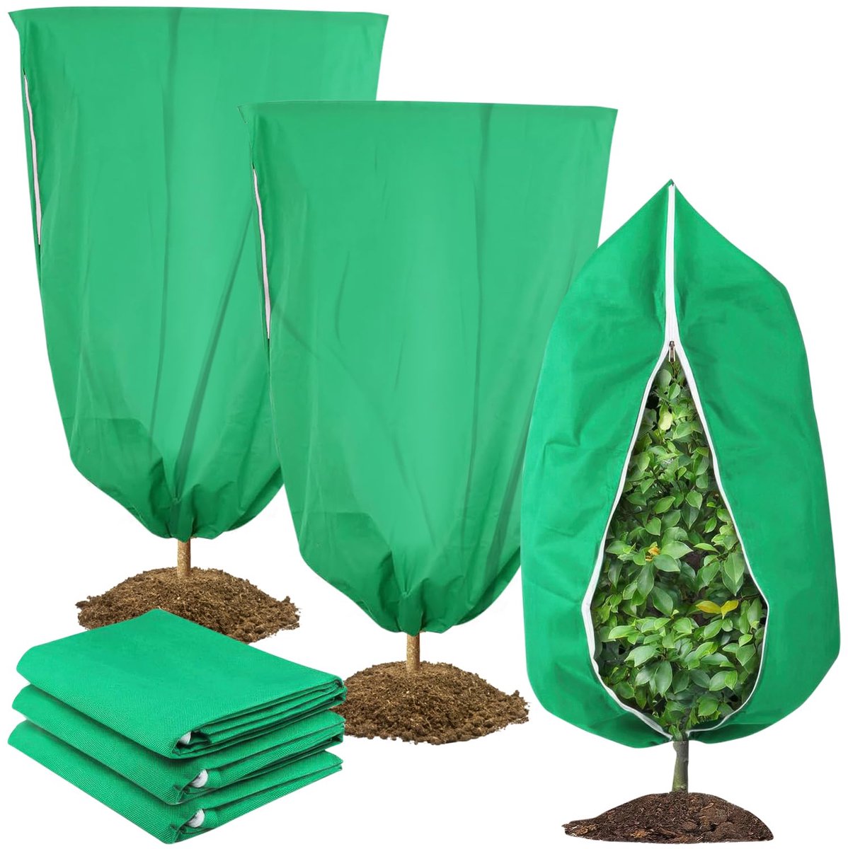 Planten Winterbeschermhoes - Met Ritssluiting en Trekkoord - Voor Buiten, Olijfboom, Palm en Potplanten - 3 Stuks, 80 x 120 cm