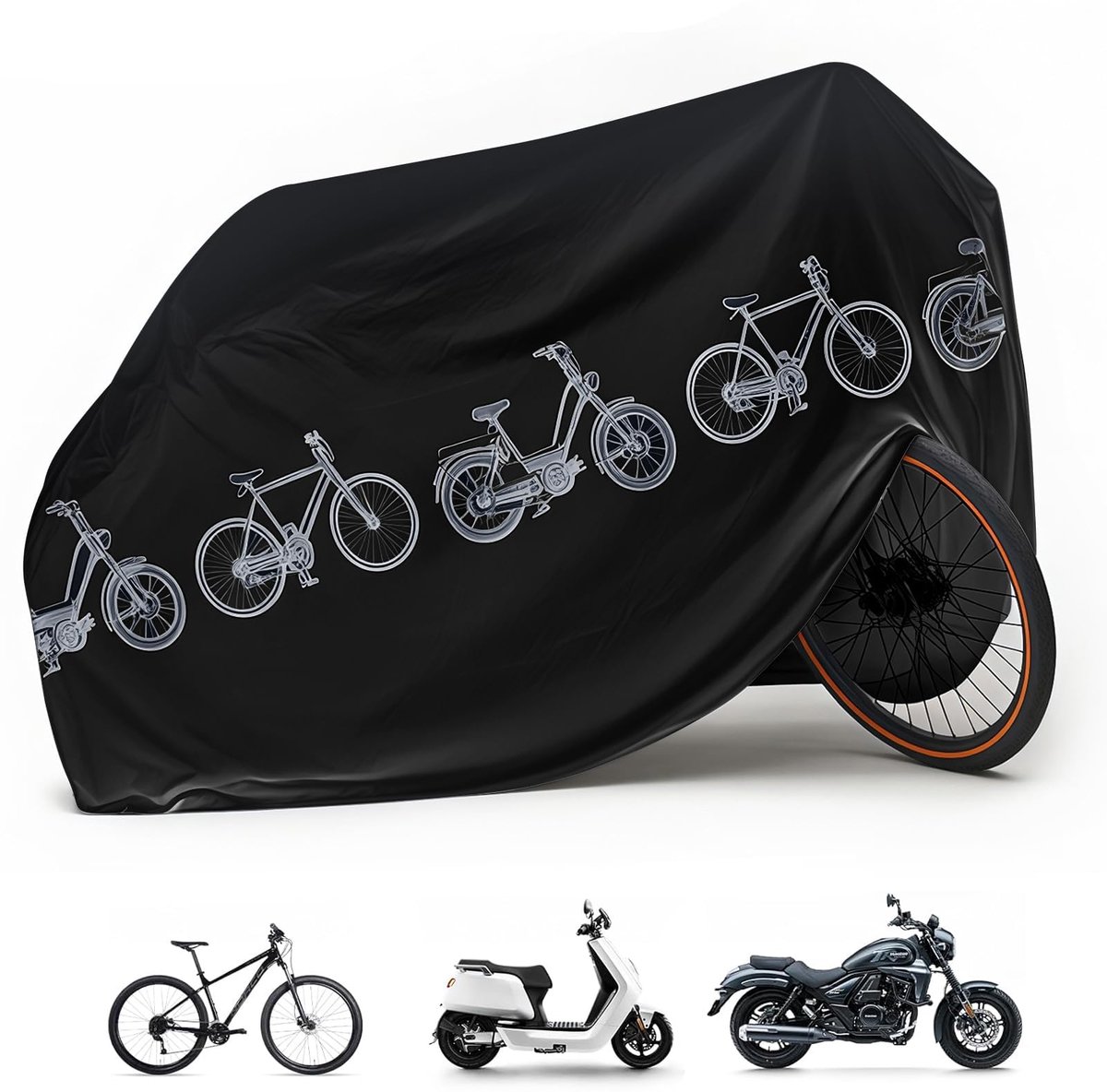 Motorhoes - Voor motorfiets - Zwart 200x100 cm