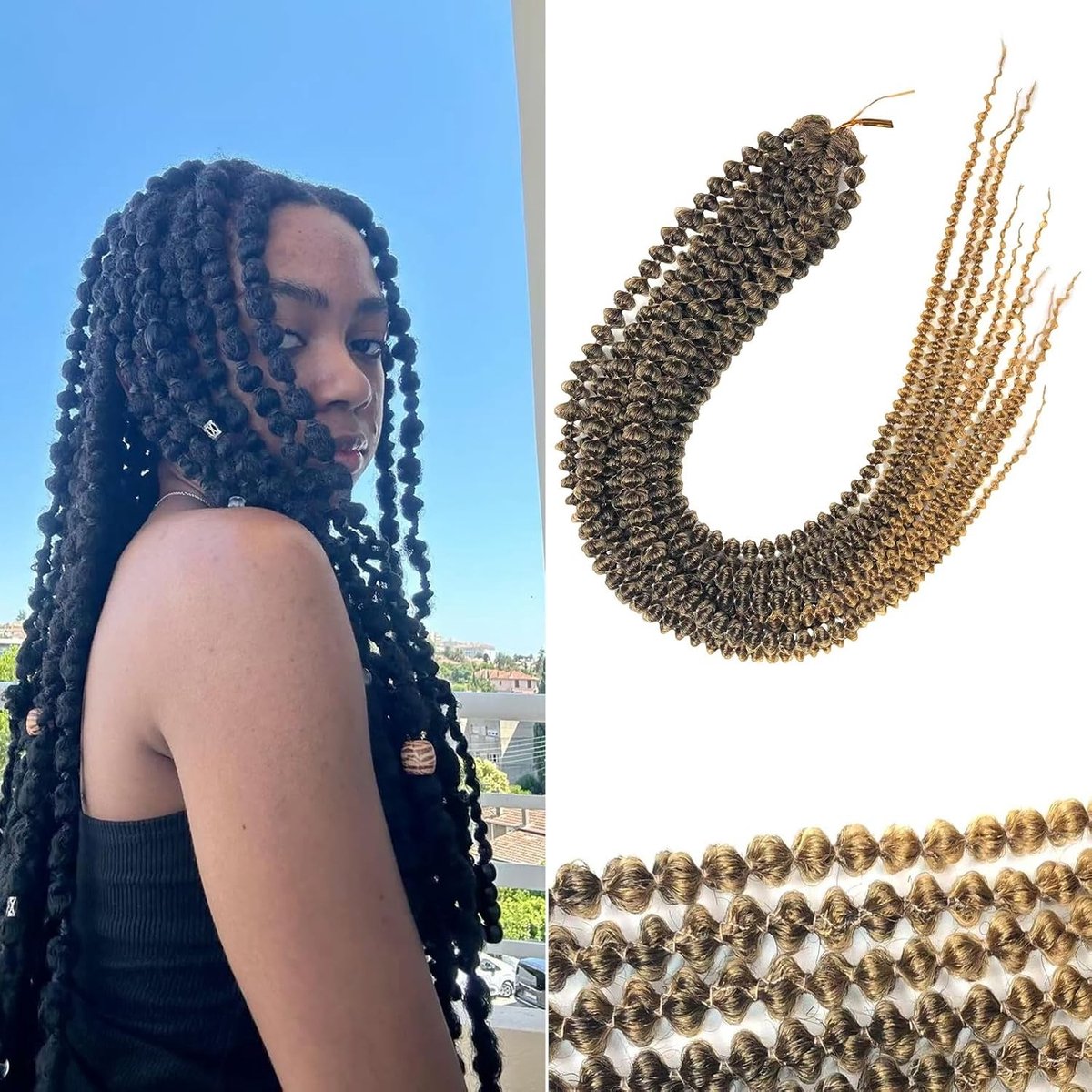 Korte Krullende Haarkleur Extensions van 24 Inch met Irreguliere Dreadlocks voor Vrouwen, 10 Strengen