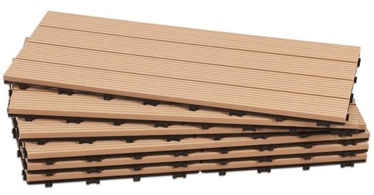 Terrastegels WPC - Buiten vloer - Tuin inrichten - Praktisch kliksysteem - 30 x 60 cm - Teak