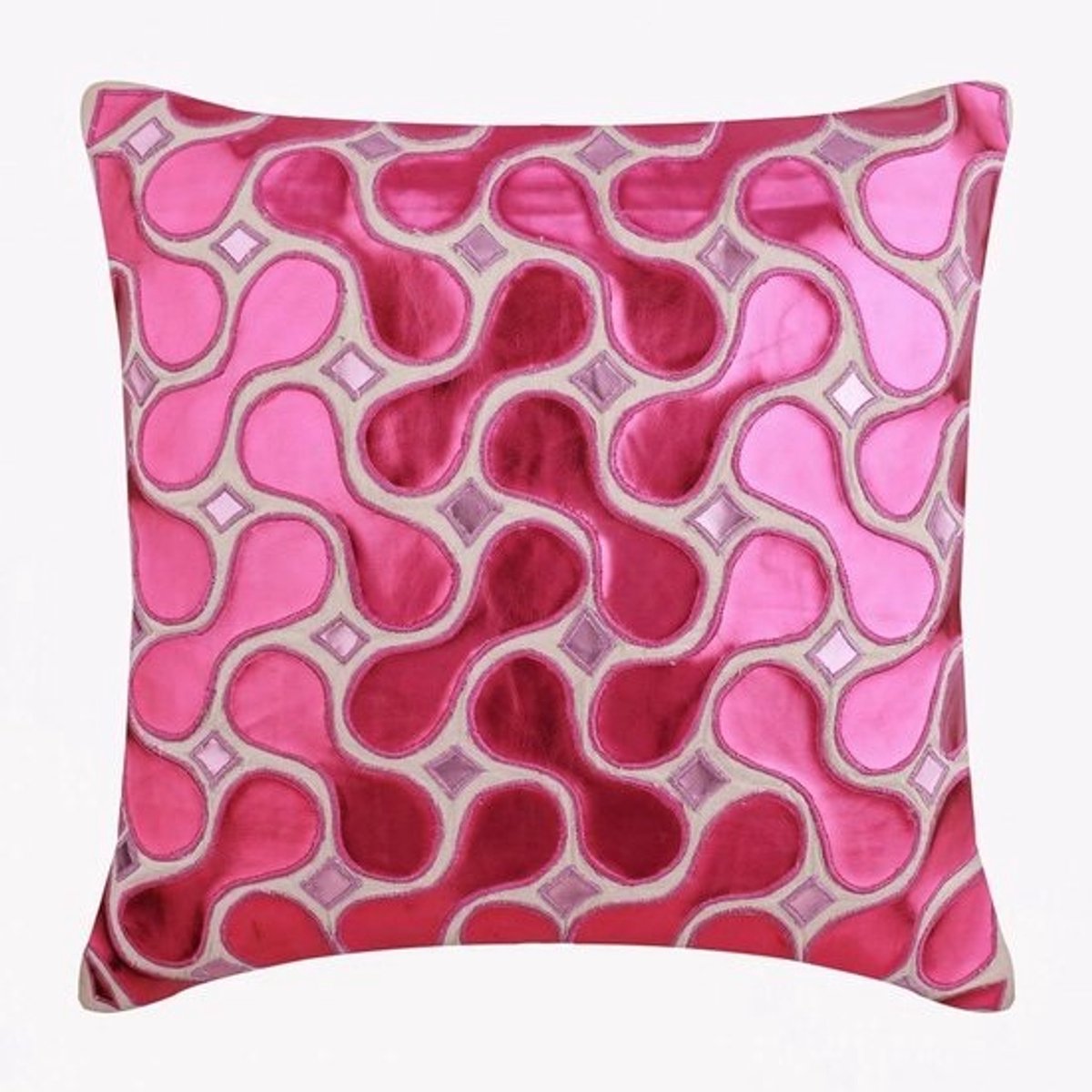 Decoratieve Sierkussens - Kussenhoezen Abstract - Woonkamer Decoratie - Handgemaakt Kunstleer - 50x50 cm - Metallic Roze