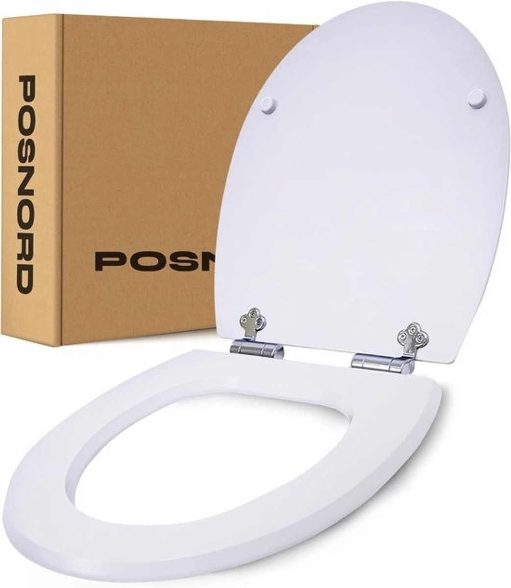 Toiletbril - Toiletdeksel MDF - Geruisloos Sluiten - Universele Pasvorm - 43 x 375 cm - Wit