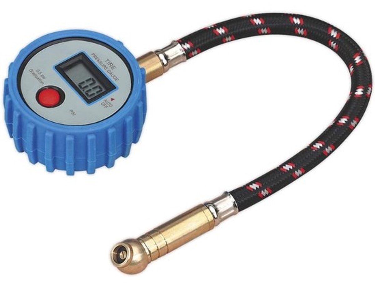 Digitale Bandenspanningmeter - Bandendrukmeter - Controle Bandenspanning - Met Snelkoppeling - 0-100 PSI - rood