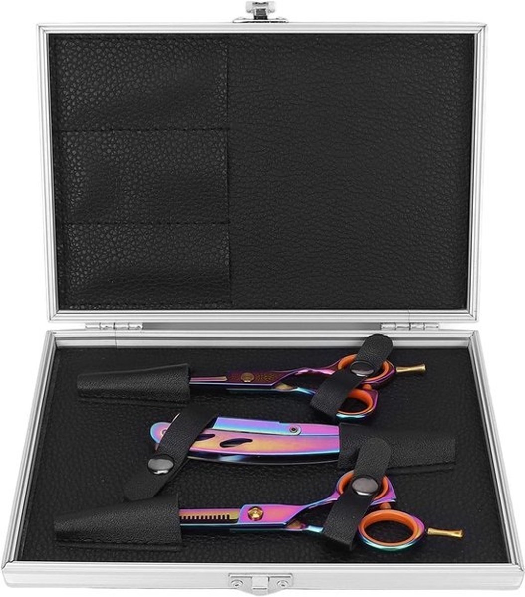 Kappersschaar Set - Roestvrij Staal - Professioneel Knippen - Inclusief Opbergtas - 22.3 x 15.2 cm - Zilver