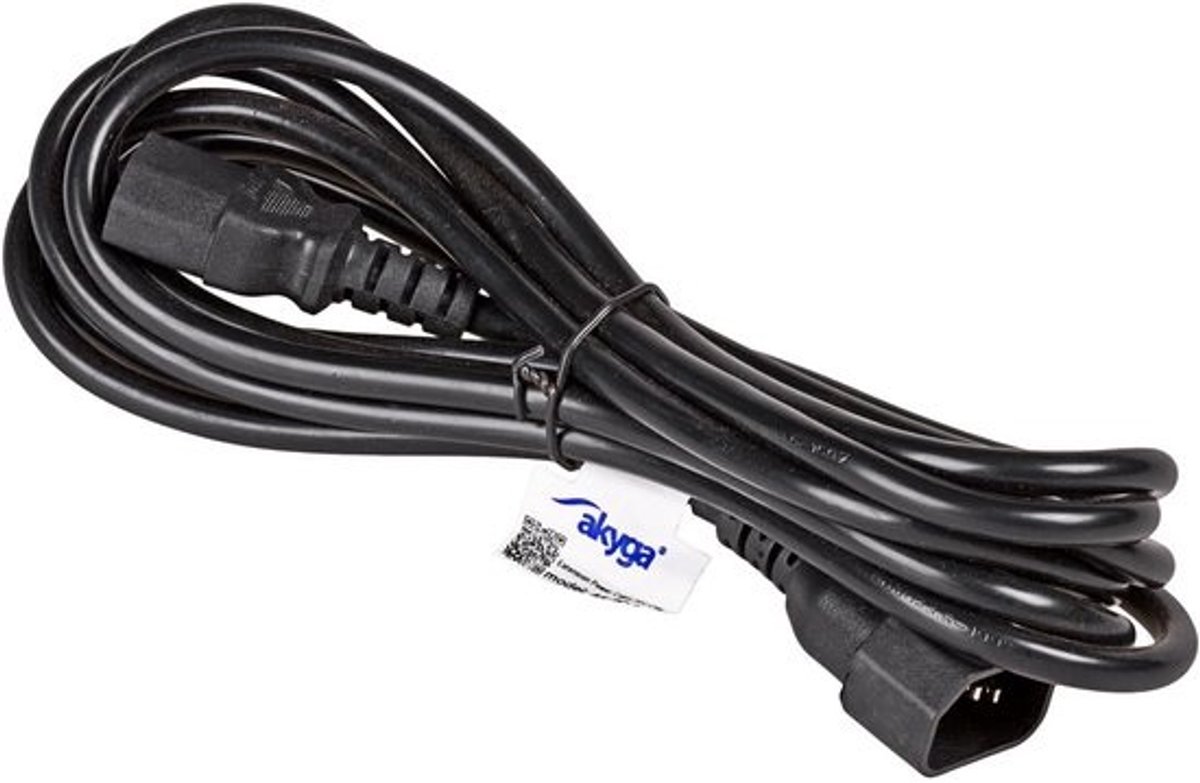 Netsnoer 3 meter IEC C13 naar IEC C14 3x1 mm2 10A voor PC monitor printer beamer TV gameconsole buiten gebruik