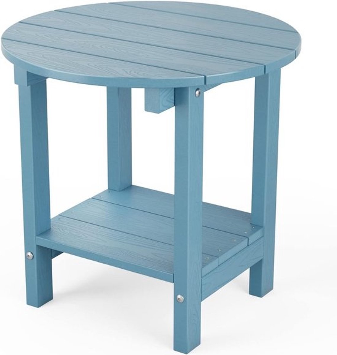 Ronde Buitenbijzettafel 18 inch met 2 Lagen Opslag - Weerbestendige Terrastafel voor Balkon en Tuin
