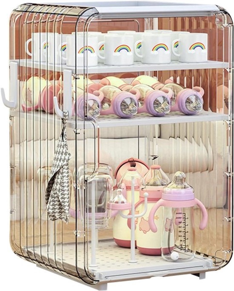 Verticale Flessen Organizer - Opbergbox Flessen - Flessen Opbergen - Stofdicht Deksel - 308B x 156D cm - Wit