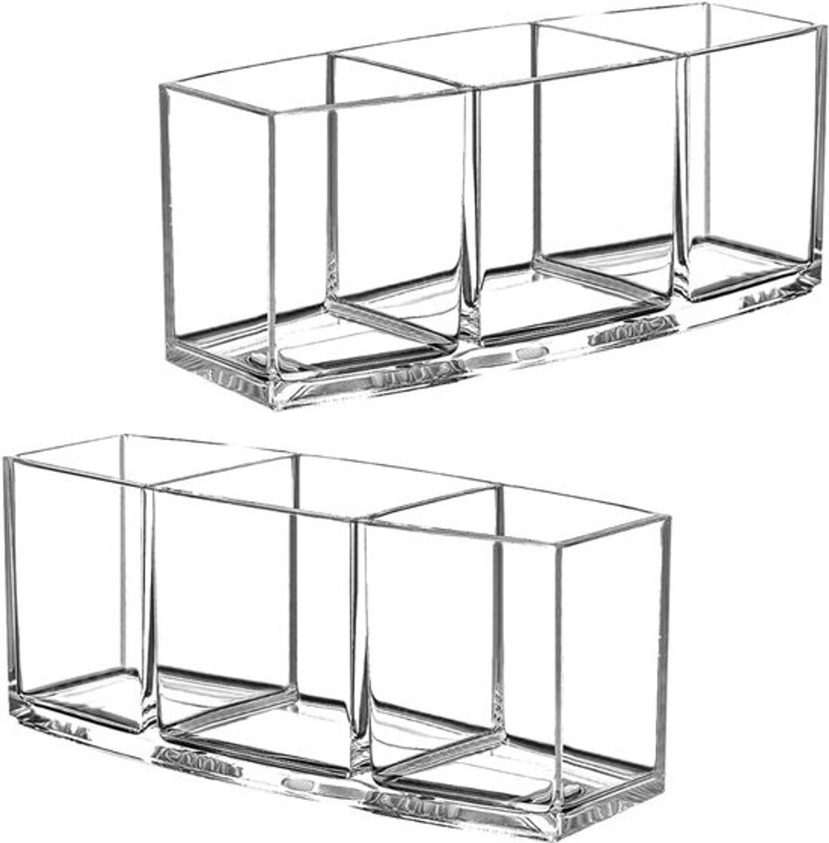 Makeup Borstel Houder Organiser - 3 Slot Acryl Makeup Borstel Organiser - Eyeliners Display Houder voor Cosmetica Organiseren (2 Packs Doorzichtig)