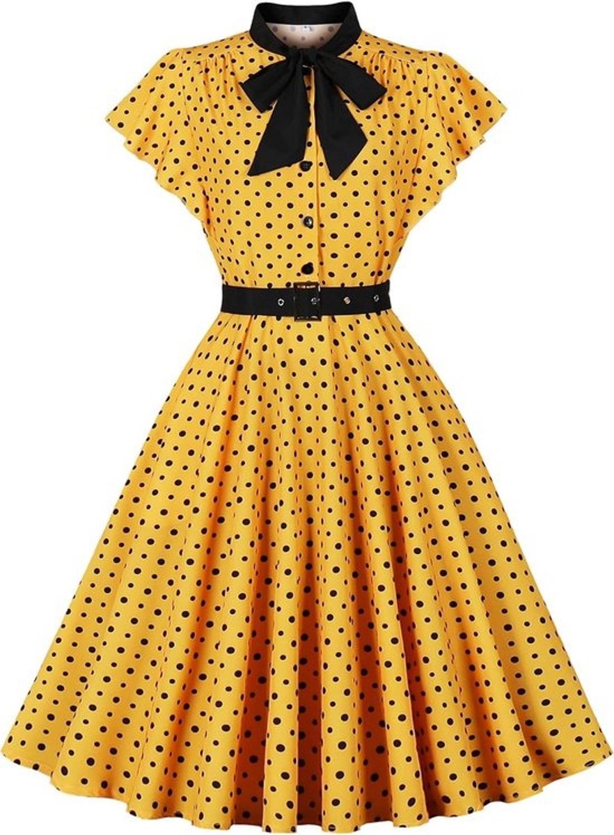 Vintage jurk met ruches en strik