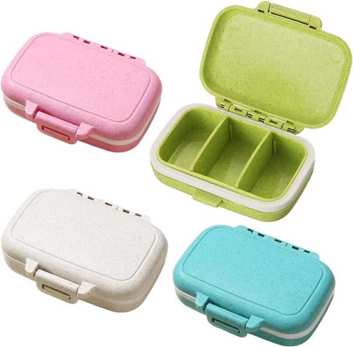 Mini Pillendoos 4 Vakken - Vochtbestendig & Verzegeld - Reis Pillenbox voor Meerdere Doses