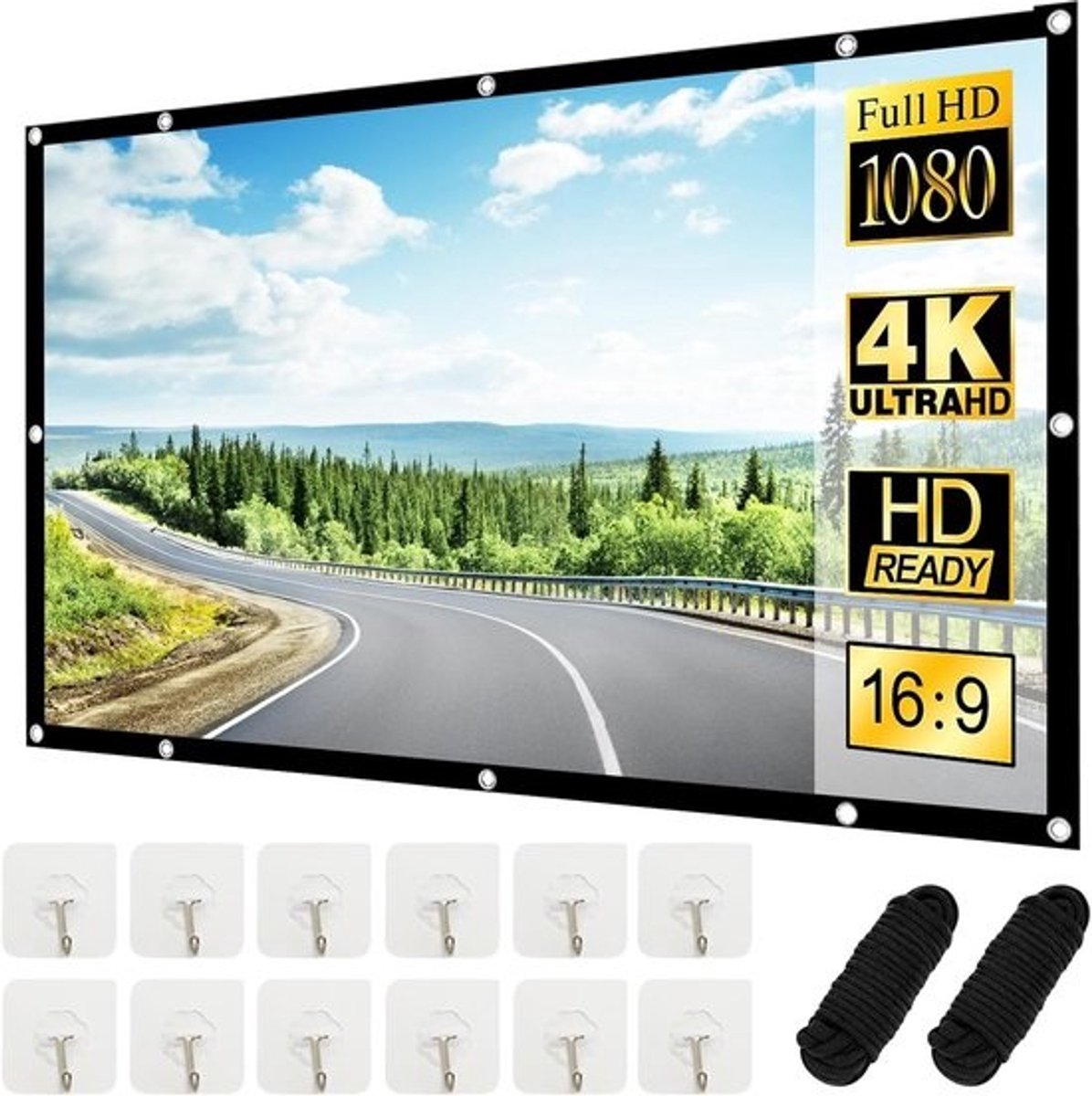 120 inch Vouwbaar Projectiescherm 16:9 HD Dubbelzijdig voor Binnen en Buiten