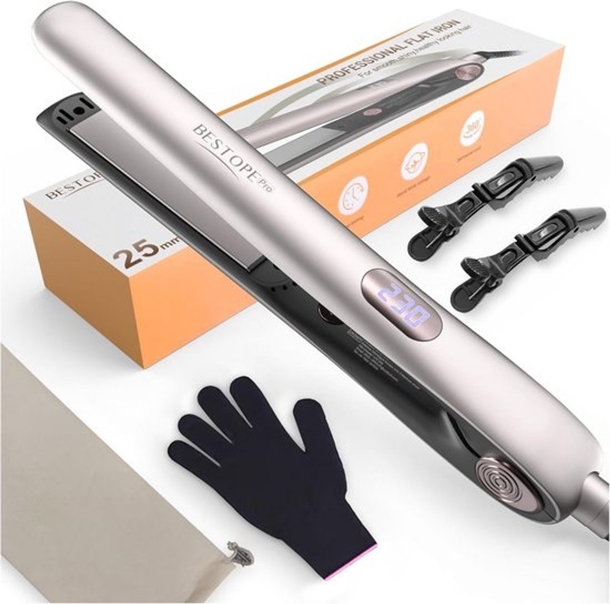 2-in-1 Stijltang en Krultang met Ionische Keramische Platen - Snel Warm, Anti-Frizz