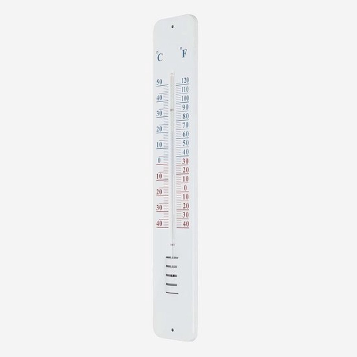 Grote metalen tuinthermometer wandmontage buiten temperatuurmeter 45 cm hoog met Celsius en Fahrenheit