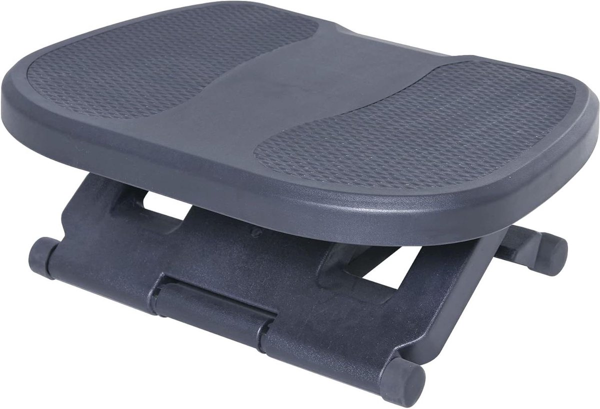 Ergonomische voetensteun - Bureau voetenbank - Comfortabel werken - In hoogte kantelbaar - 45 x 34 cm - Grijs