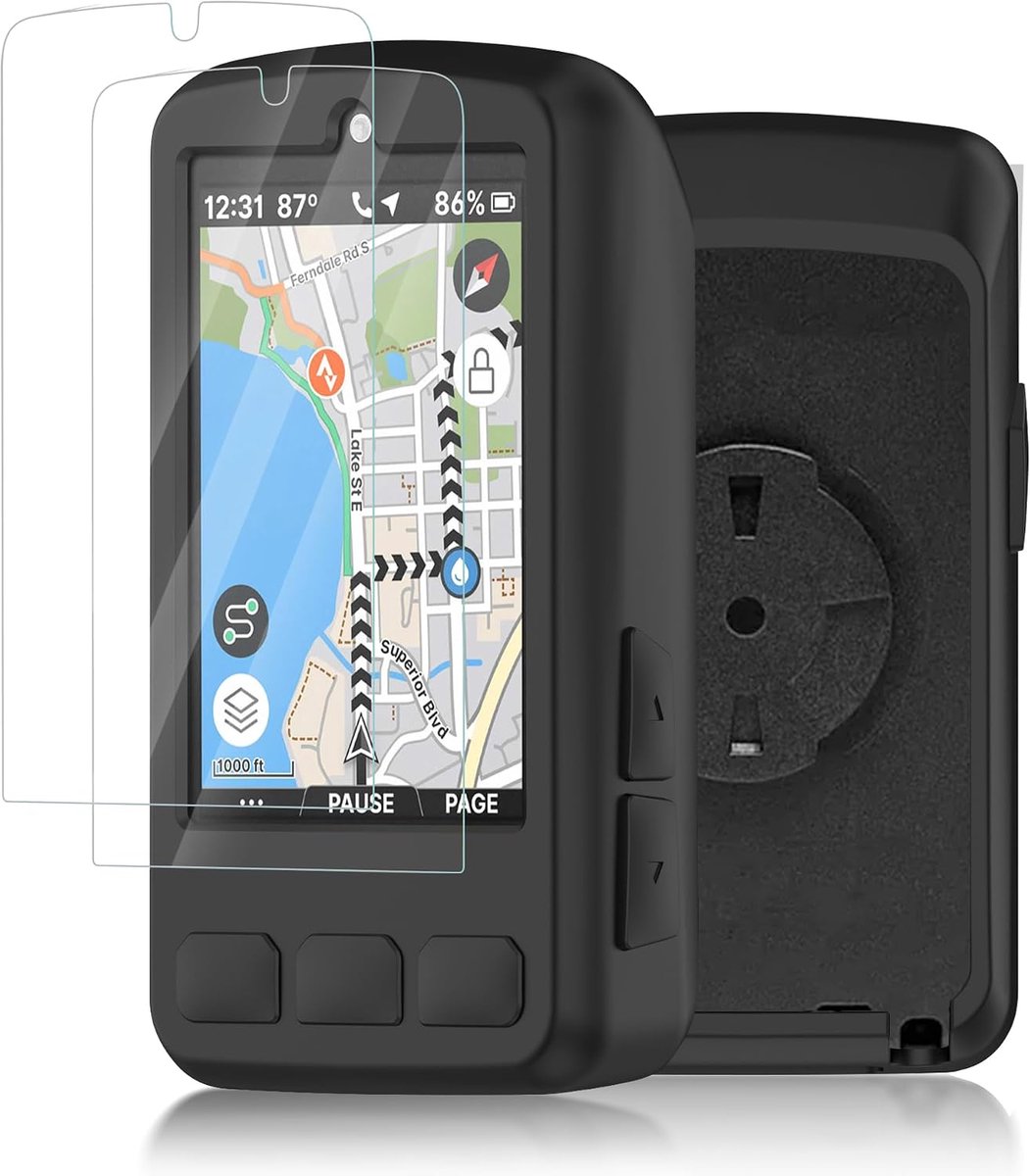 Ermorgen Beschermhoes van siliconen, compatibel met Wahoo ELEMNT Roam 3/Roam V3, beschermhoes + 2 schermbeschermers - ShopVlot