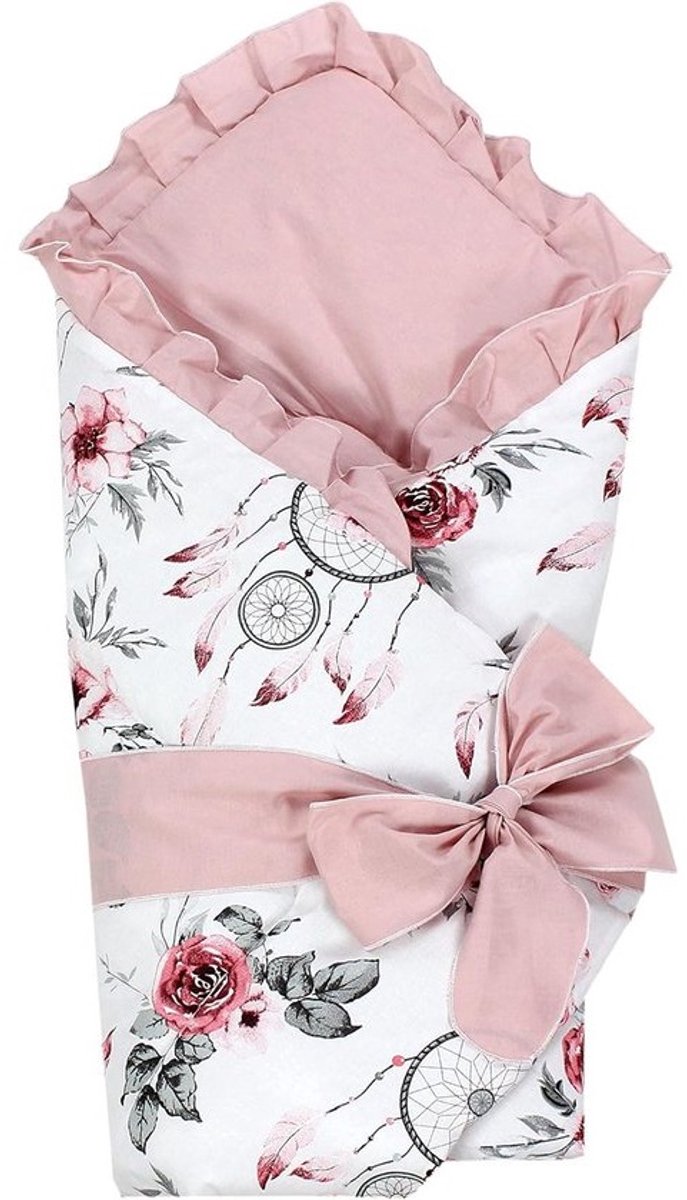 Padded Baby Wrap Blanket with Ruffles and Bowknot - 70 x 70 cm