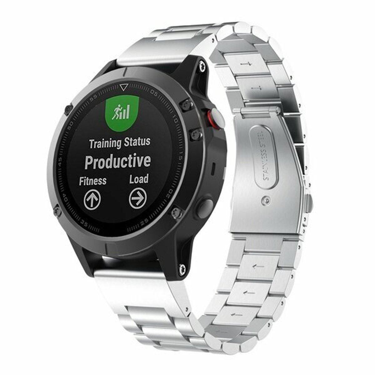 By Qubix - Geschikt voor Garmin bandje - 26mm Quickfit - Stalen schakelband - Zilver - Geschikt voor Garmin Fenix 9 / 9 pro - 51mm