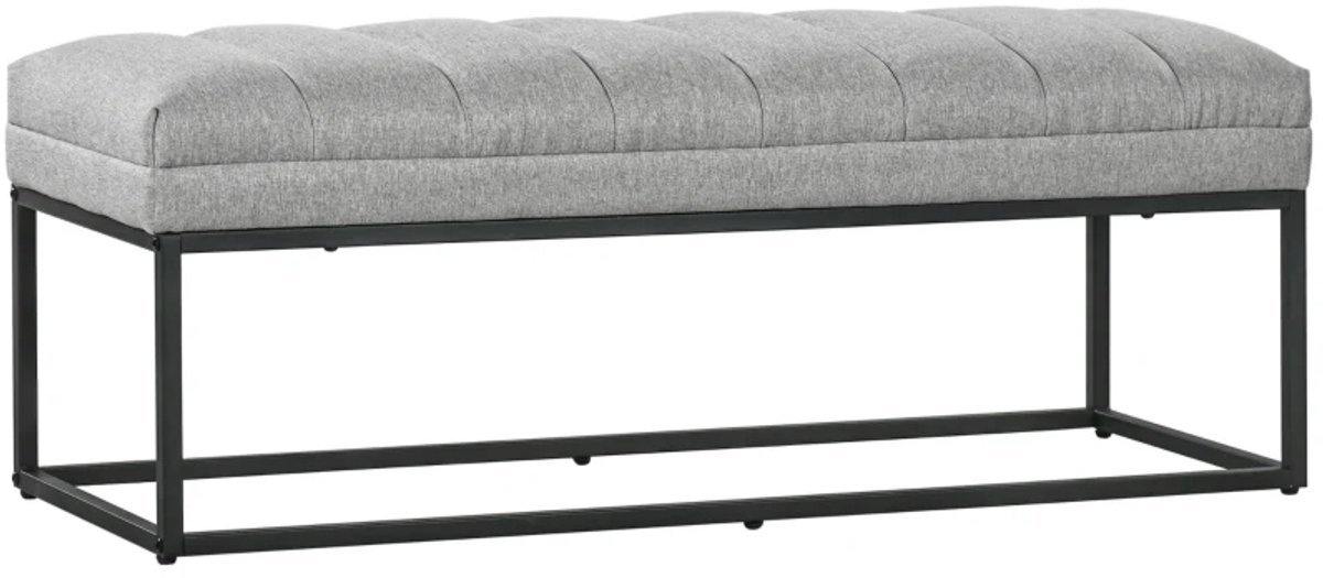 Bankje - Industrieel Design - Bedbank Met Metalen Poten - Lichtgrijs