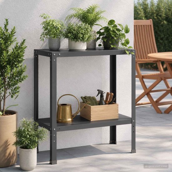vidaXL - Planttafel - 100 - x - 40 - x - 80 - cm - Gepoedercoat - staal - Zwart — afbeelding 2