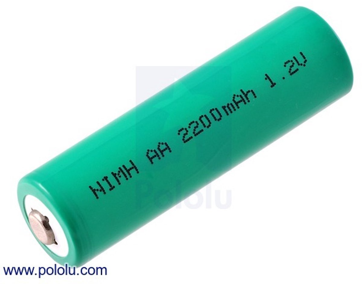 Rechargeable NiMH AA Battery: 1.2V, 2200mAh, 1 cell Pololu 1003