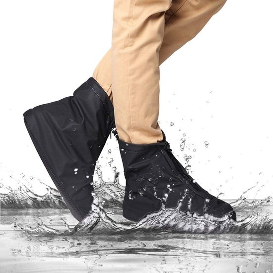 Overschoenen - Waterdicht - Regenschoenen - Schoenhoesjes - Schoenovertrekken - Waterdichte Schoenbeschermers - Met Ritssluiting En Trekkoord - voor fietsen of wandelen, licht, antislip - Zwart - XXL Maat 43-44 — afbeelding 5
