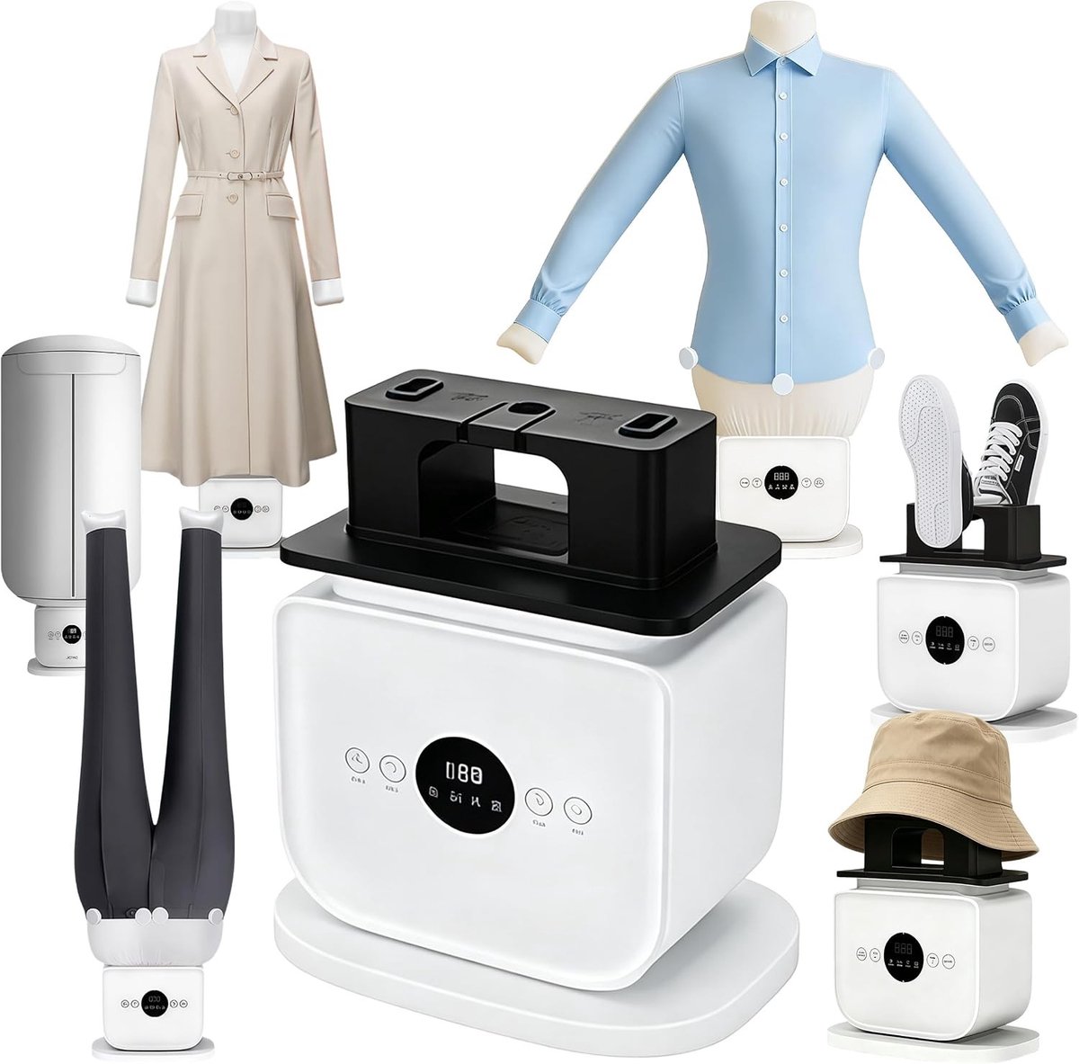 Automatische Overhemdstrijkijzer met Stoomfunctie - Wit - 6-in-1 Functie - Voor Overhemden en Kleding