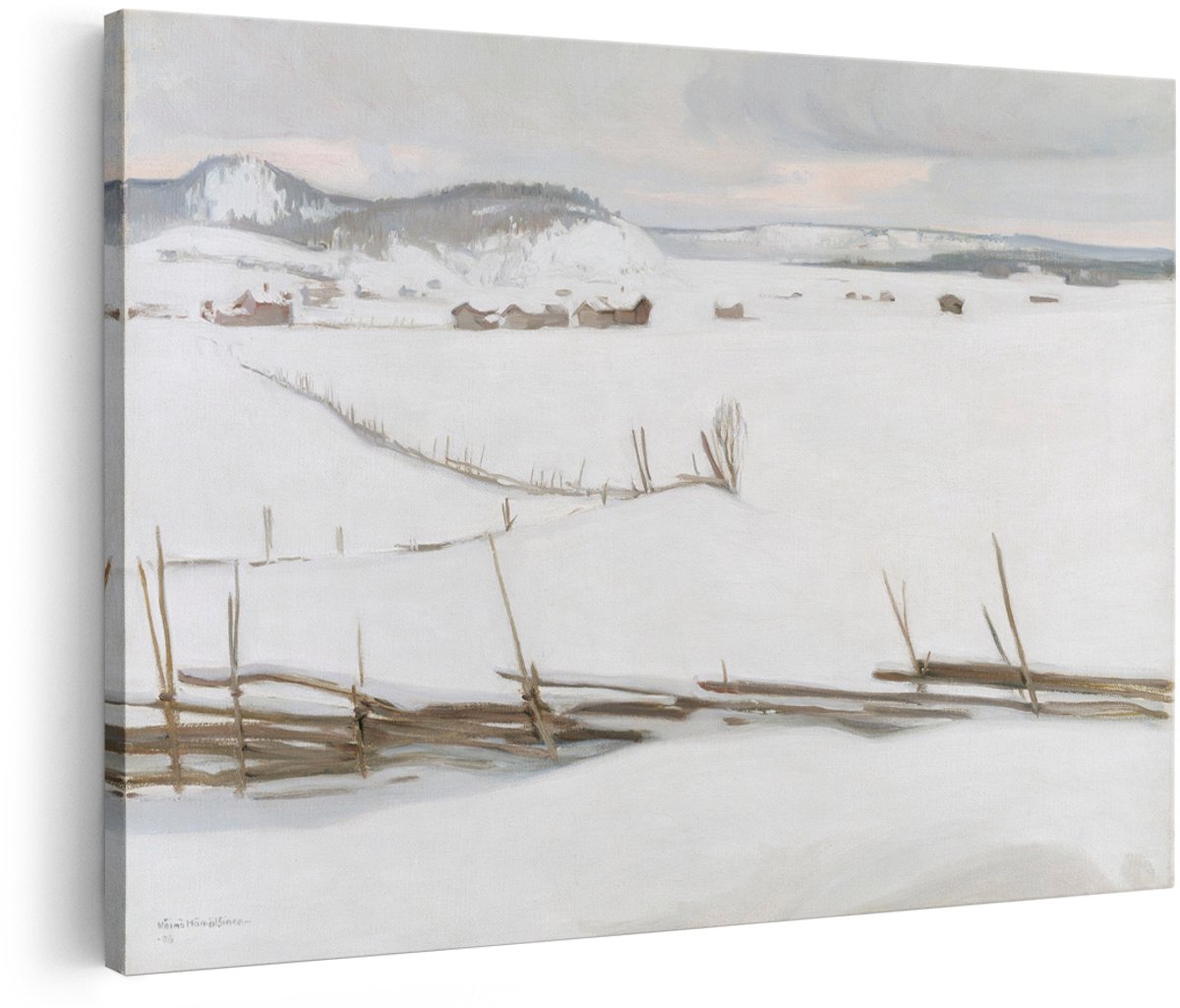Artaza Canvas Schilderij Winterlandschap - 150x100 cm - Groot - Wanddecoratie Natuur - Muurdecoratie Besneeuwd Dorp - Decoratie Woonkamer - Schilderijen Op Canvas